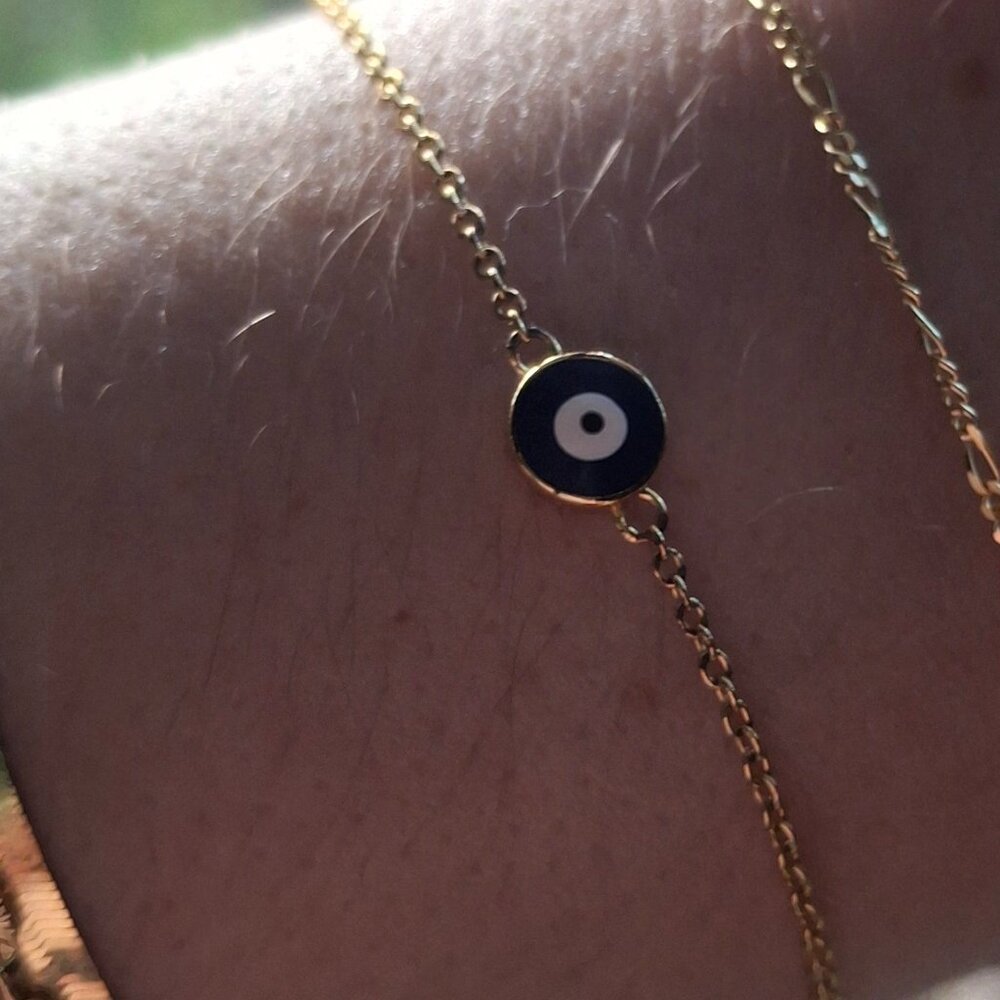 Solid Gold Evil Eye Bracelet - 18k - image 1